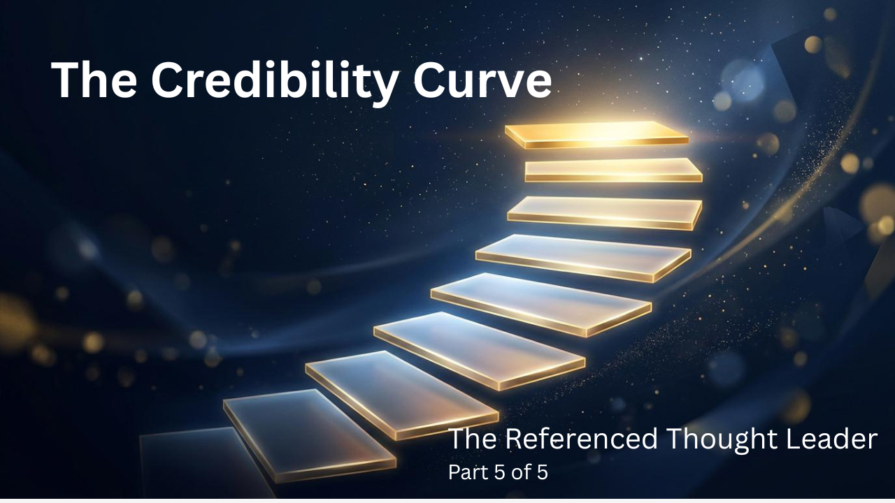 Blog Referenced Thought Leader stage of the Credibility Curve illustrating the spread of professional ideas and lasting industry influence.