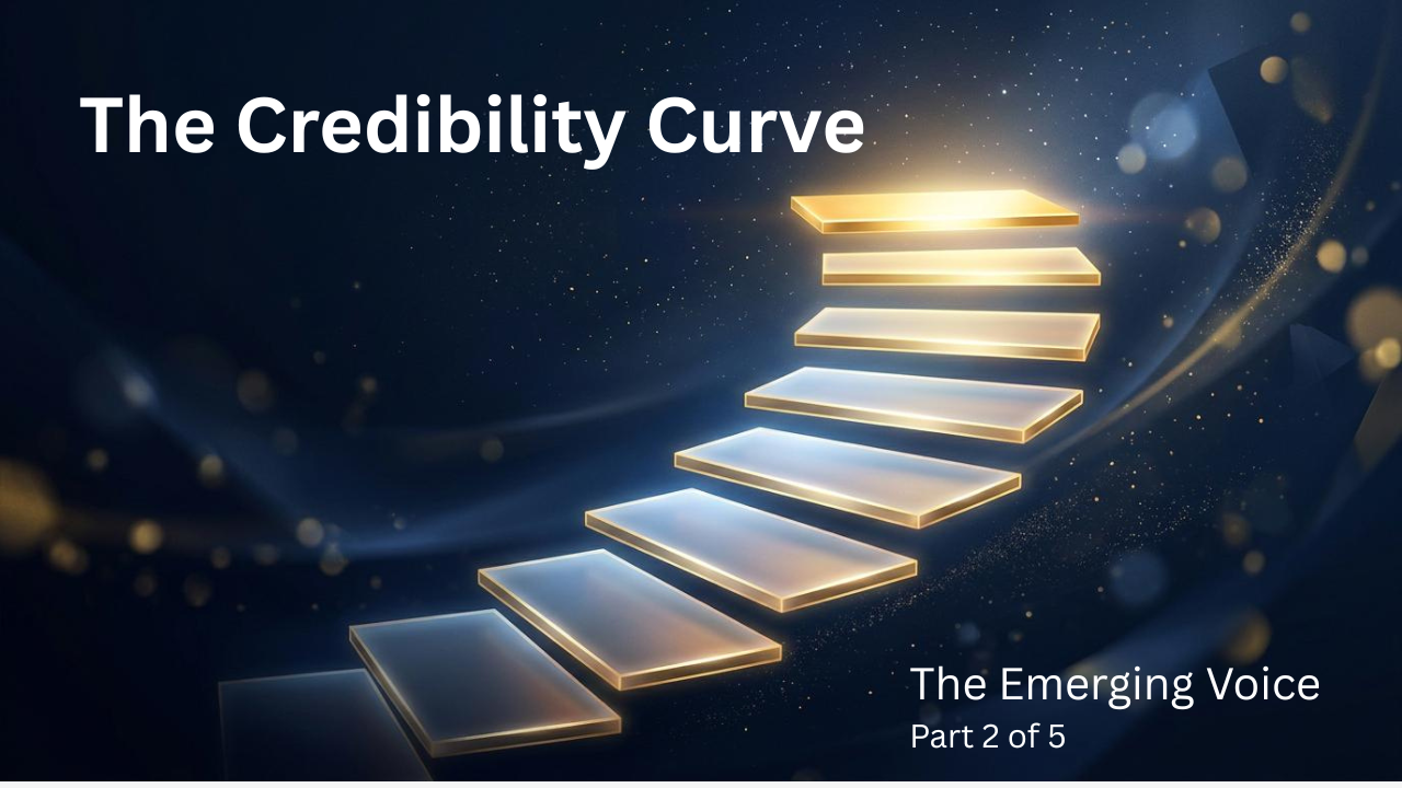 The Emerging Voice, Stage 2 of the Credibility Curve, representing the development of a recognisable professional voice.